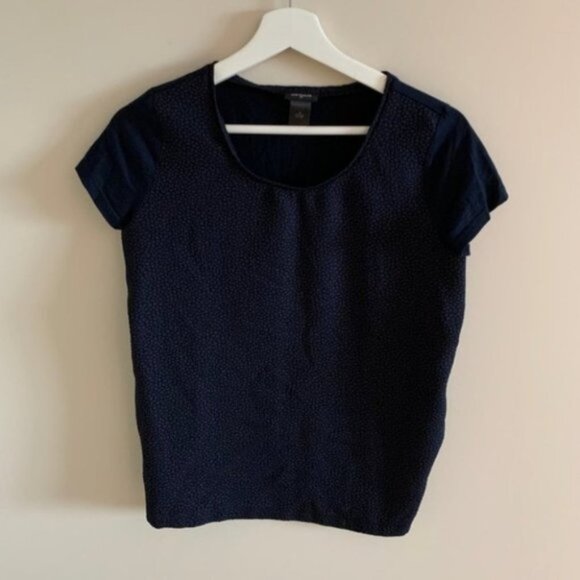 Ann Taylor Textured Navy Blue Tee Shirt Size Small - Picture 3 of 7